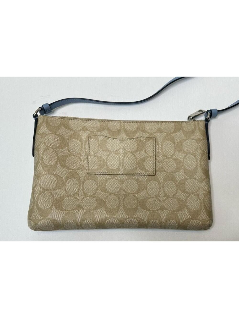 Coach SIgnature East West Crossbody Handbag Light Khaki Pool Zip Pouch F58316 - Picture 4 of 9